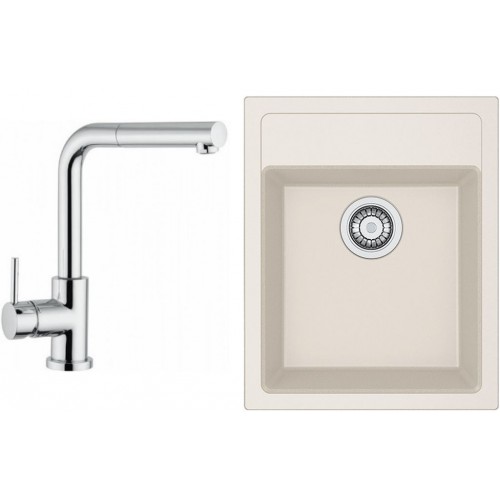 Franke SET T51 Tectonit Spüle SID 610-40 creme +Armatur FN 0147.031 chrom