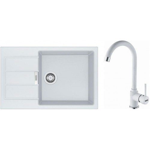 Franke SET T57 Tectonit Spüle SID 611-78 / 45 BB weiß + Armatur FP 9400 weiß