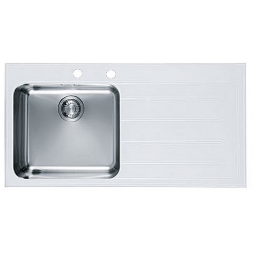 Franke Epos Glass EOV 611/2 1000x510 mm Edelstahl + weises Glas + Siphon 101.0250.482