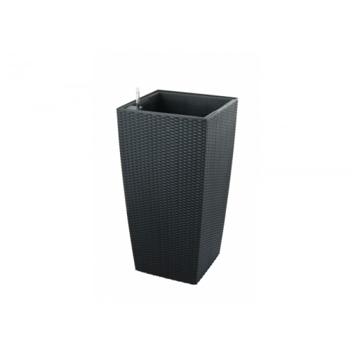 G21 Blumentopf mit Wasserspeicher Rattan Optik Big schwarz 39 cm 63924630
