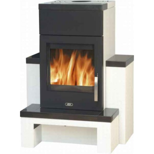 ABX HAMAR 5614-7 Kaminofen, schwarzer Blech + Kachel coffe bone