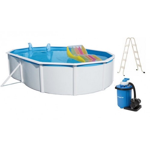 INTEX Stahlwandpool Set Nuovo de Luxe oval 550 x 366 x 120 cm 011250 + Sandfilteranlage 
