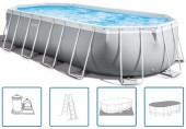 INTEX Prism Frame Oval Premium Pools Schwimmbad 610 x 305 x 122cm filterpumpe 26798NP