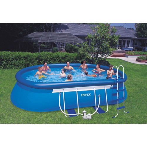 INTEX Oval Frame Pool Set 610 x 366 x 122 cm 128194+Kartuschenfilteranlage