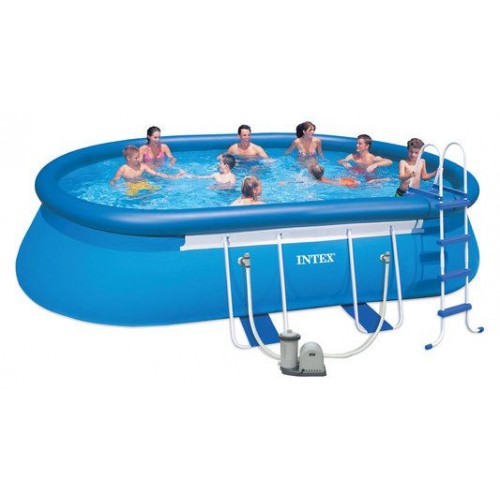 INTEX Oval Frame Pool Set 610 x 366 x 122 cm 128194GS+Kartuschenfilteranlage