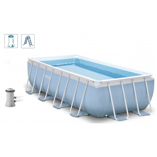 INTEX PRISM FRAME Rectangular POOL 400 x 200 x 100 cm mit Kartuschenfilteranlage 28316GN