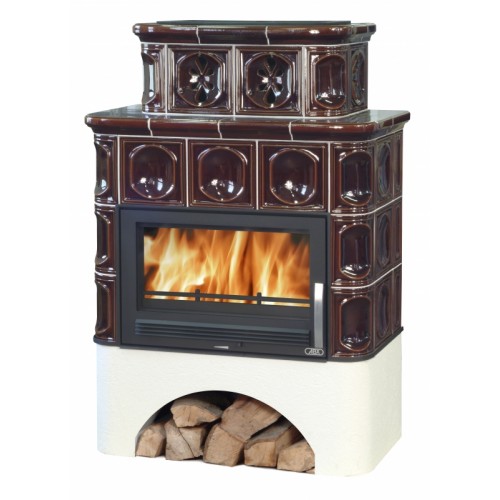 ABX KARELIE TV, Kachelofen mit Wärmetauscher 7 kW, Blech Einsatz, braun