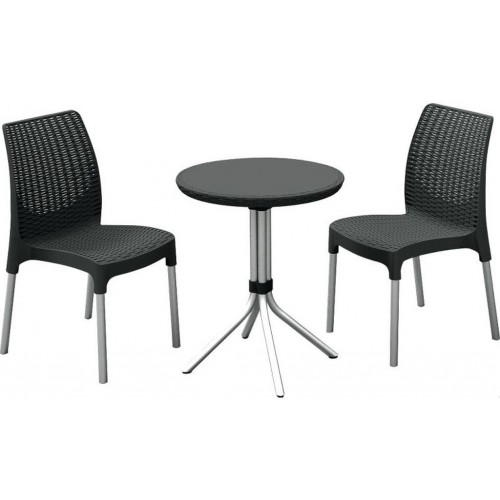B-WARE KETER CHELSEA Gartenmöbel-Set Polyrattan 3teilig, anthrazit 17199261 ohne orig. Ver