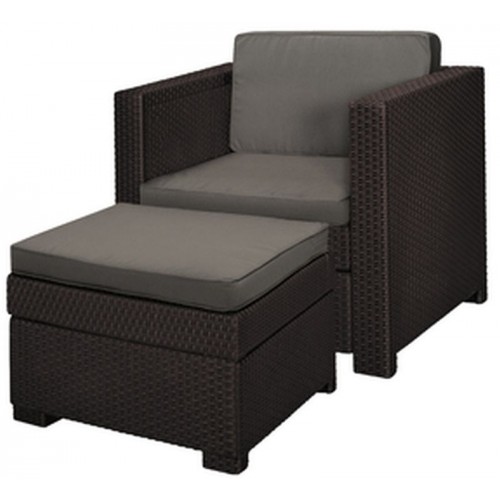 KETER PROVENCE CHILLOUT Gartensessel+Beistelltisch, braun/grau-beige 17205923
