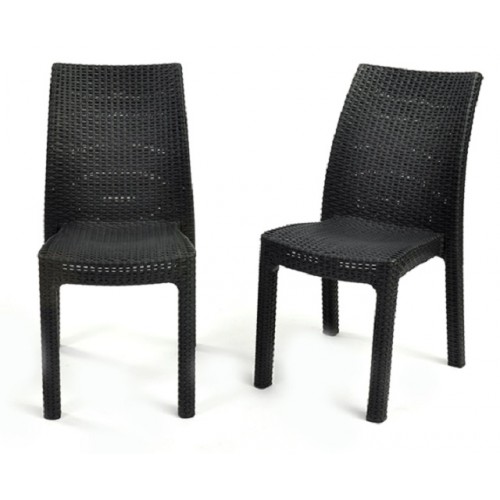 KETER Stuhl Toscana, 2-er Set, Rattanoptik, Kunststoff, anthrazit 17197581