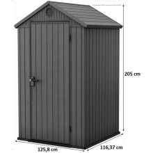 KETER DARWIN 4 x 4 Kunststoffgerätehaus, 125,8 x 116,37 x 205 cm, grau 17212741