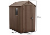 KETER DARWIN 4 x 6 Kunststoffgerätehaus, 125,8 x 184,5 x 205 cm, braun 17209417