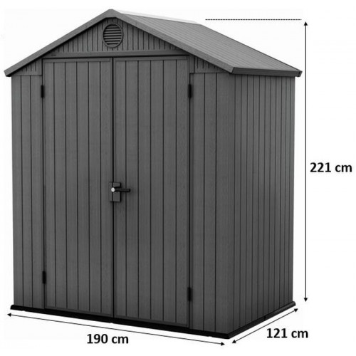 KETER DARWIN 6 x 4 Kunststoffgerätehaus, 190 x 121 x 221 cm, grau 17210351