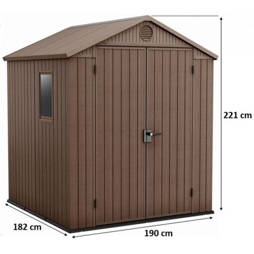 KETER DARWIN 6 x 6 Kunststoffgerätehaus, 190 x 182 x 221 cm, braun 17210353 KETER DARWIN 6 x 6 Kunststoffgerätehaus, 190 x 182 x 221 cm, braun 17210353