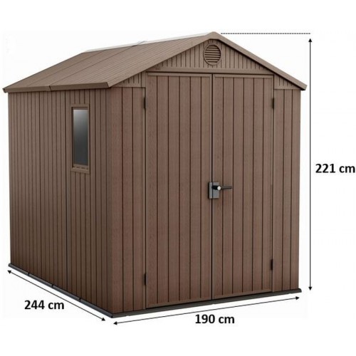 KETER DARWIN 6 x 8 Kunststoffgerätehaus, 190 x 244 x 221 cm, braun 17210355 KETER DARWIN 6 x 8 Kunststoffgerätehaus, 190 x 244 x 221 cm, braun 17210355