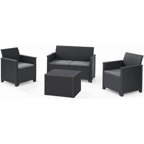 KETER ELODIE 2 SEATER Lounge-Set 4-tlg., graphit/grau 17211877