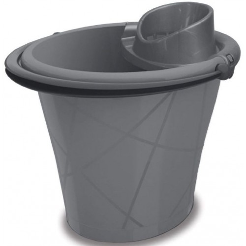KIS Ovaler Eimer mit Moppresse 15L 35x39x36cm grau KIS Ovaler Eimer mit Moppresse 15L 35x39x36cm grau