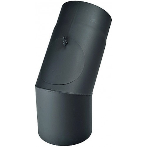 Rauchrohrknie 45° O120 x 2 mm mit Reinigungsöffnung schwarz