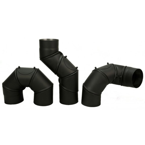 Rauchrohrknie Einstellbar UNI 0-180° O150 x 2 mm mit Reinigungsöffnung schwarz