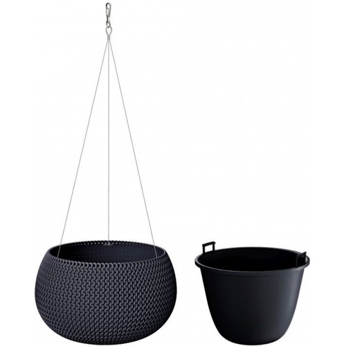 Prosperplast SPLOFY Bowl WS Hängeblumentopf 23,9cm, 2,3 l, anthrazit DKSP240WS