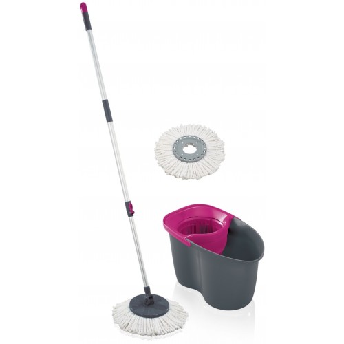 LEIFHEIT zestaw Rotation Disc Mop grey pink 55267