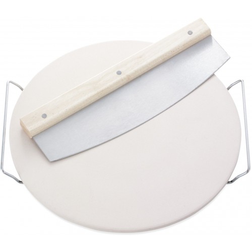 LEIFHEIT Runder Pizzastein mit Wiegemesser 03159