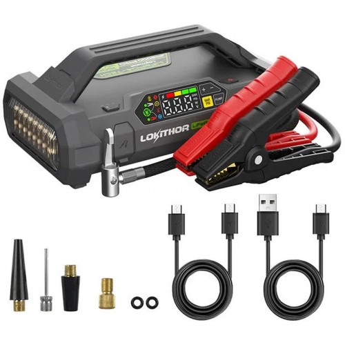 LOKITHOR Starthilfegerät mit Kompressor (12V/2500A/74Wh) JA301 PRO