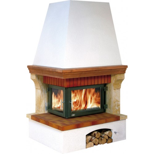 ABX Warmwasser-Kamin LONDON KLASIK 4004 Holzsims, recht