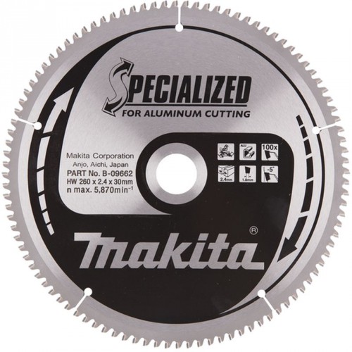 Makita B-09662 Kreissägeblatt für Aluminium 260x30mm T100