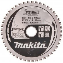 Makita B-69319 TCT Efficut Sägeblatt, das Metall 136x20mm 45Z