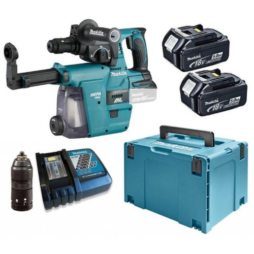 Makita DHR243RTJW SDS-Plus Akku-Kombihammer Li-ion LXT (2x5,0Ah/18V) Makpac + DX02