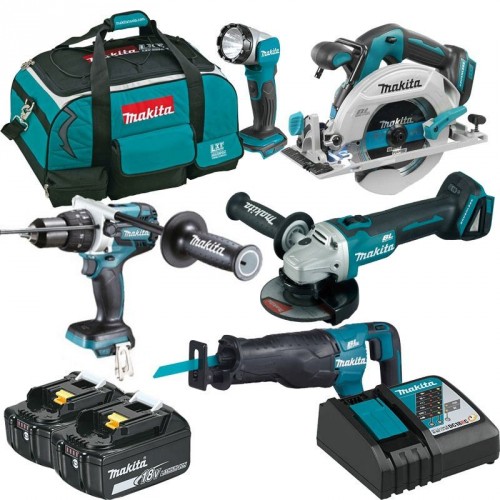 Makita DLX5034T Akku Spezialset DHP481Z+DGA504Z+DHS680Z+DJR187Z+DML802+2xBL1850B