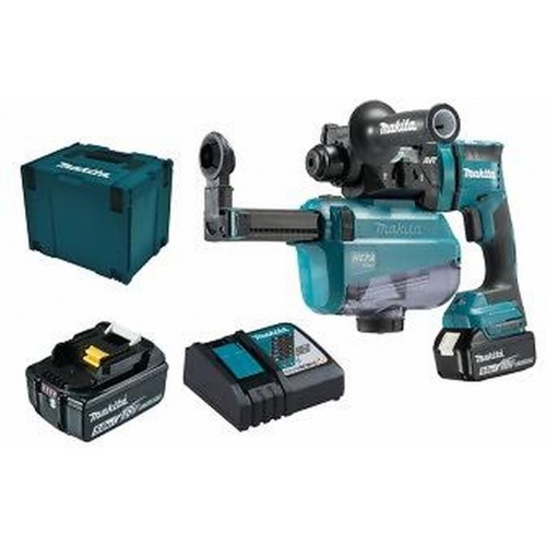 Makita18V Akku Kombihammer SDS Plus, 2x Akku5,0 Ah inkl. Staubabsau DHR182RTWJ