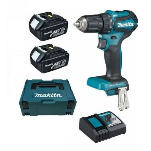Makita Akku-Schlagbohrschrauber DHP483RFJ 18 V + 2 Akkus 3,0 Ah + Ladegerät im Makpac