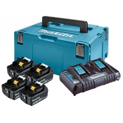 Makita 198091-4, Set Li-ion LXT 18V 4xBL1860B + DC18RD Ladegerät + Makpac Gr.3