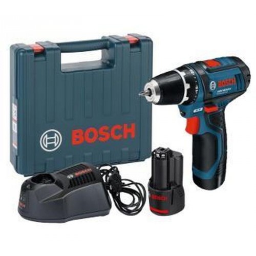 BOSCH GSR 12V-15 Professional Akku-Bohrschrauber mit 2x2Ah mit Box, 0601868122