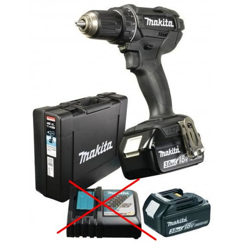 Makita Akku-Bohrschrauber Black Edition, 18V / 3,0Ah, mit 2 Akkus und Koffer, DDF482RFEB