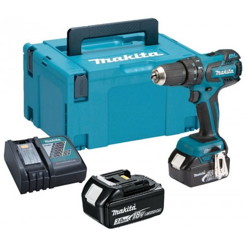 Makita DHP459RFJ Akku-Schlagbohrschrauber 2x Akku 18V 3,0 Ah, Makpac