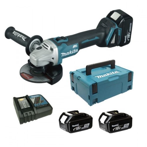 Makita DGA504RTJ Akku-Winkelschleifer 125mm, Li-ion (2x5,0Ah/18V) Makpac Gr.2