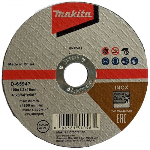 Makita D-65947 Trennscheibe für Stahl und Edelstahl 100 × 1,0 × 16 mm Makita D-65947 Trennscheibe für Stahl und Edelstahl 100 × 1,0 × 16 mm