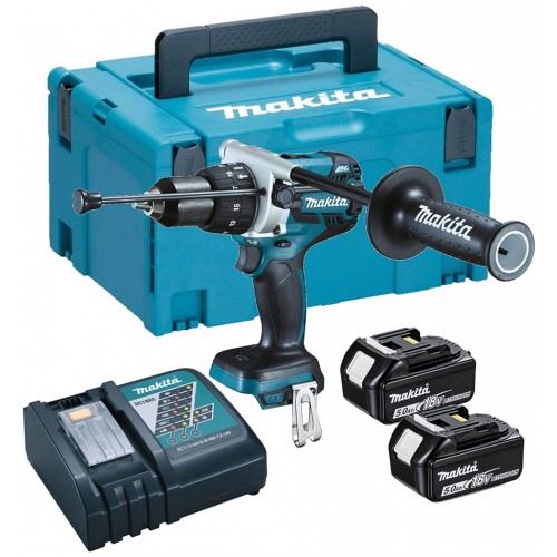 Makita DHP481RTJ Akku-Schlagbohrschrauber Li-ion 18V 2x 5,0 Ah akku, MAKPAC