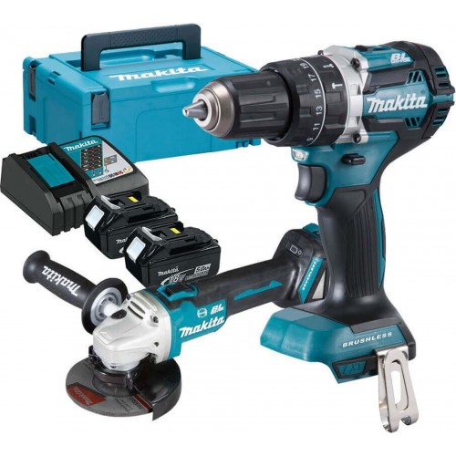 Makita DLX2272TJ Akku Maschinenset 18V DHP484Z+DGA513Z (2x5,0Ah/18V) Makpac 4