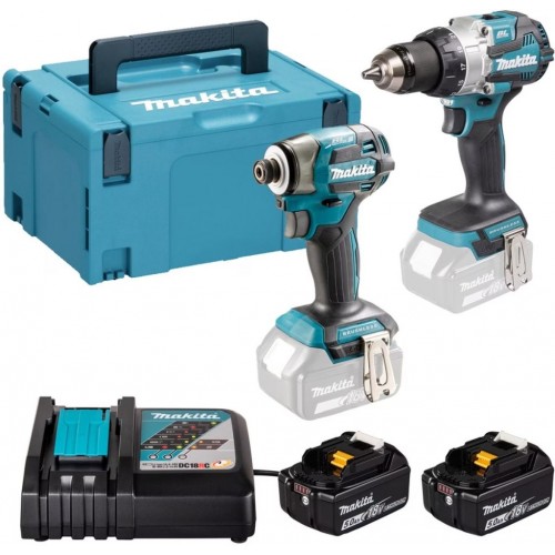 Makita DLX2528TJ Akku-Werkzeugset 18V DDF492 + DTW300 + (2x5,0Ah) + Makpac Makita DLX2528TJ Akku-Werkzeugset 18V DDF492 + DTW300 + (2x5,0Ah) + Makpac