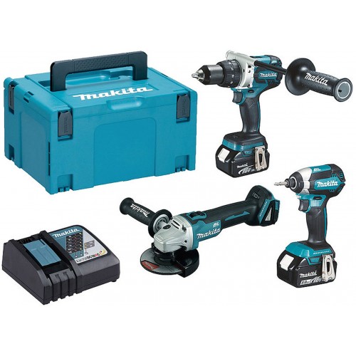 Makita DLX3155TJ Akku-Set DDF486+DTD153+DGA504 Li-ion LXT 18V (2x5,0Ah+DC18RC+MAKPAC)