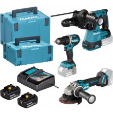 Makita DLX3195JX1 Akkuset DDF484+DGA504+DHR243+DC18RC+2x BL1850B+2xMakpac