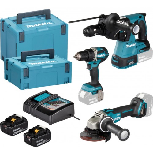 Makita DLX3195JX1 Akkuset DDF484+DGA504+DHR243+DC18RC+2x BL1850B+2xMakpac