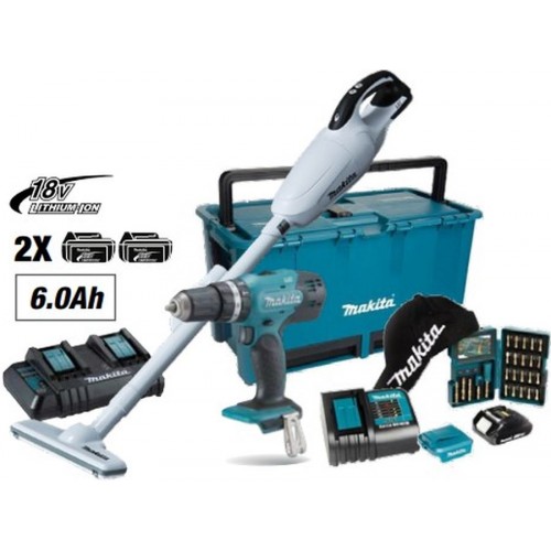 Makita HF2108-3 Akku Schlagbohrschrauber DHP453ZX11+DCL181FZWX+2xAkku 18V/6Ah+ DC18SH