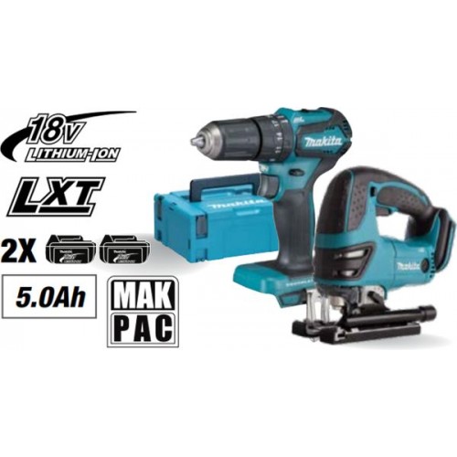 Makita HF2108-5 Akku-Schlagbohrschrauber DHP483RTJ+Pendelhubstichsäge DJV180Z