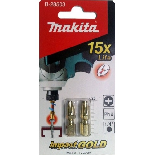 Makita B-28503 Impact Gold torsion Bit PH2, 25mm/2 Stück Makita B-28503 Impact Gold torsion Bit PH2, 25mm/2 Stück
