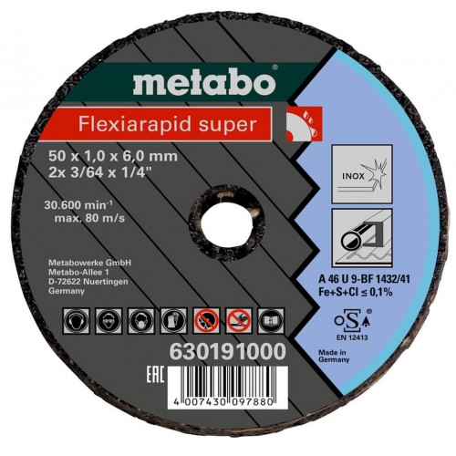 Metabo 630191000 Flexiarapid super Kleintrennscheibe für Edelstahl/Stahl 50x1,0x6,0